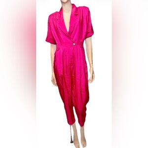 Vintage 80s Joan Walter’s Hot Pink Tapered Jumpsuit
